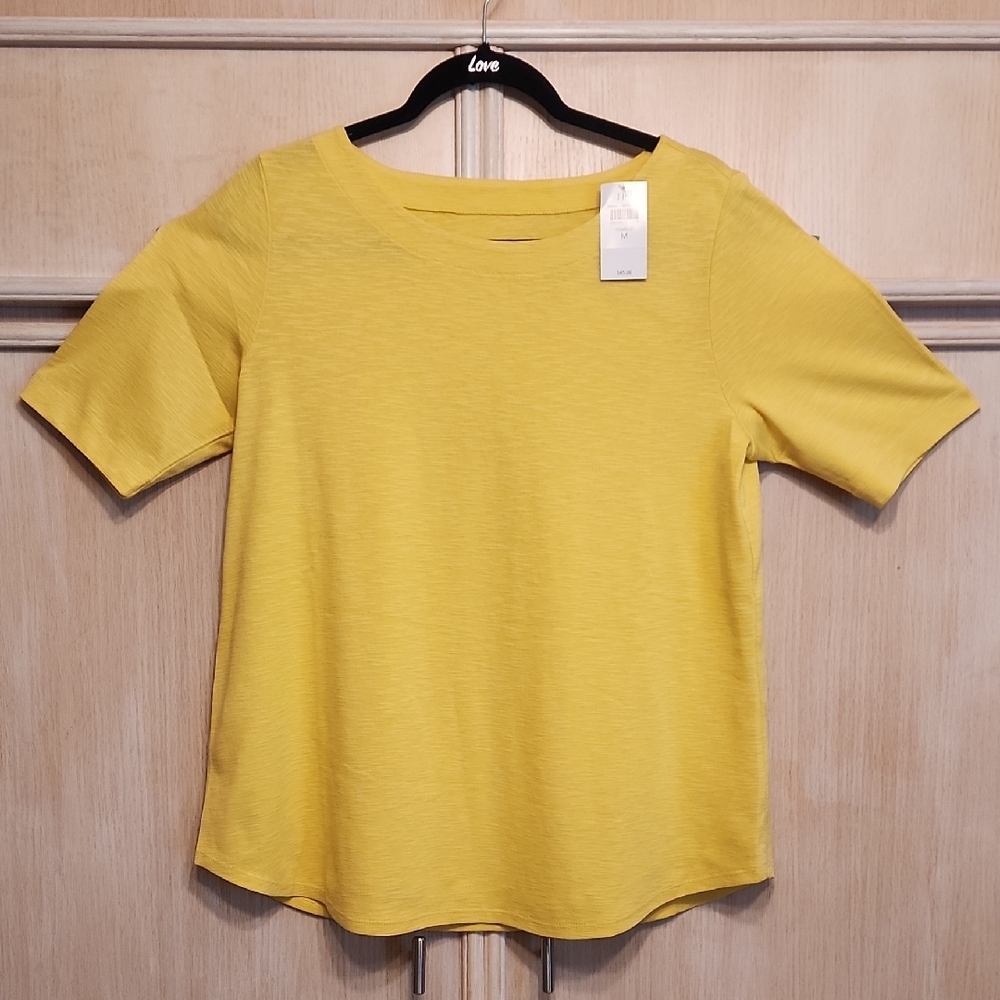 NWT J.Jill Women's Pima-Sub Elbow Sleeve Tee Pomelo SZ M